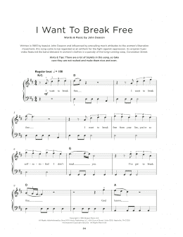 page one of I Want To Break Free (Really Easy Piano)