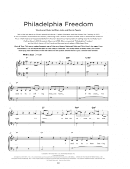 page one of Philadelphia Freedom (Really Easy Piano)