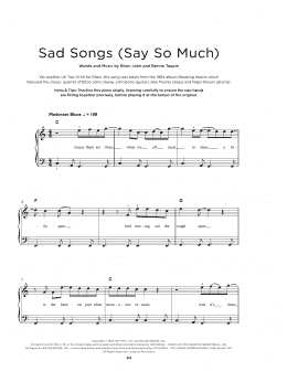 page one of Sad Songs (Say So Much) (Really Easy Piano)