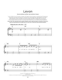 page one of Levon (Really Easy Piano)