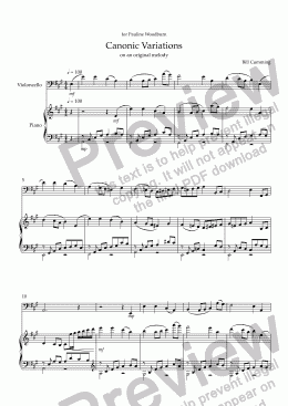 page one of Canonic Variations for Cello & Piano