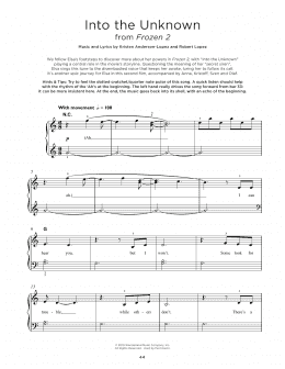 page one of Into The Unknown (from Disney's Frozen 2) (Really Easy Piano)