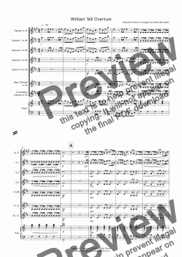 page one of William Tell Overture for Clarinet Choir