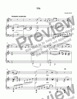 page one of Wolf, Daniel - Iris for trumpet Bb & piano