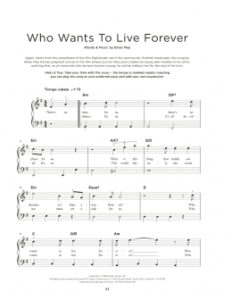 page one of Who Wants To Live Forever (Really Easy Piano)