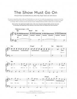 page one of The Show Must Go On (Really Easy Piano)