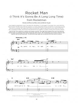 page one of Rocket Man (I Think It's Gonna Be A Long Long Time) (Really Easy Piano)