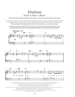 page one of Shallow (from A Star Is Born) (Really Easy Piano)