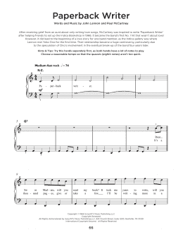 page one of Paperback Writer (Really Easy Piano)