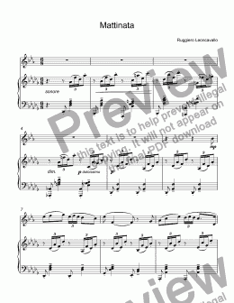 page one of Leoncavallo, Ruggero - Mattinata for trumpet Bb & piano