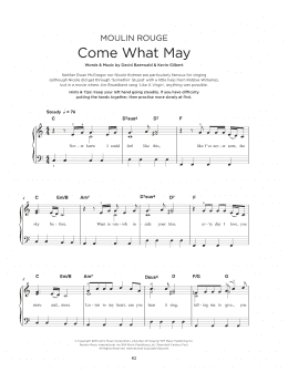 page one of Come What May (from Moulin Rouge) (Really Easy Piano)