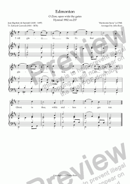 page one of Edmonton (O Zion, open wide thy gates) - Reharmonization and descant