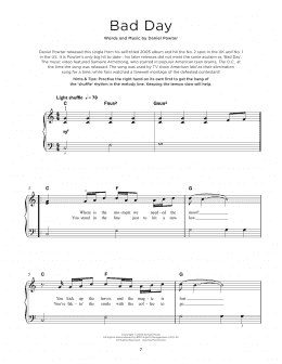 page one of Bad Day (Really Easy Piano)