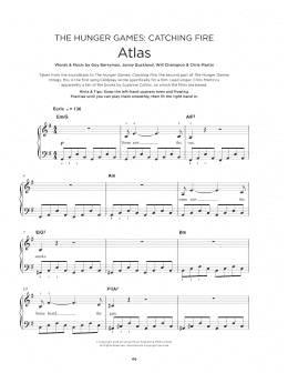 page one of Atlas (Really Easy Piano)