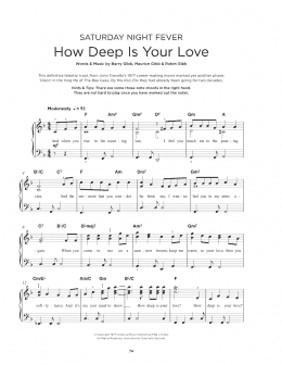 page one of How Deep Is Your Love (Really Easy Piano)