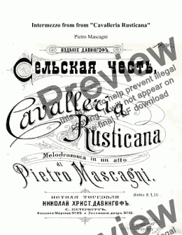 page one of Intermezzo from Cavalleria Rusticana for Violin & Piano