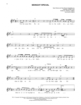 page one of Midnight Special (Lead Sheet / Fake Book)