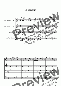 page one of Lukewarm - Brass Quartet