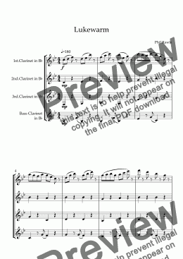 page one of Lukewarm - Clarinet Quartet