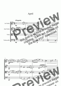 page one of April - String Quartet