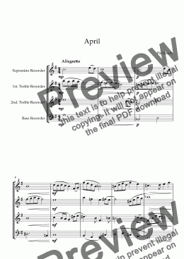 page one of April - Recorder Quartet