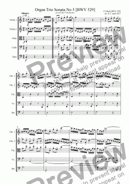 page one of Bach Organ Trio Sonata No 5 [BWV 529] m.1