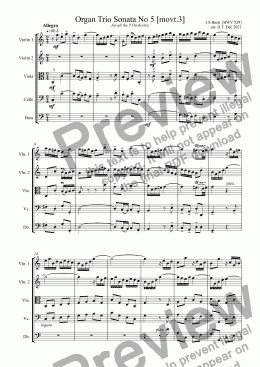 page one of Bach Organ Trio Sonata No 5 [movt.3]