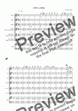 page one of Little Lullaby for Beginning Flute Quartet