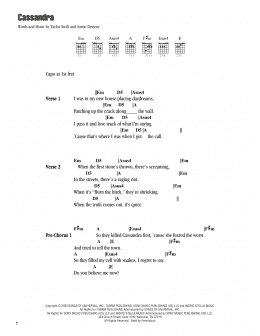 page one of Cassandra (Guitar Chords/Lyrics)