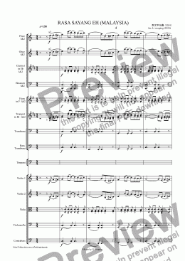 page one of RASA SAYANG EH (MALAYSIA)--Orchestral