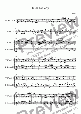 page one of Irish Melody for Two Recorders or Tin Whistles in D major