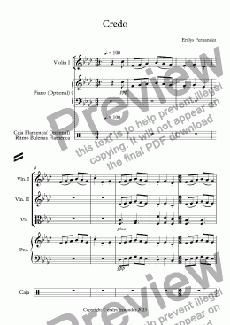 page one of Credo -For Mixed Choir and Strings In Flamenco Style