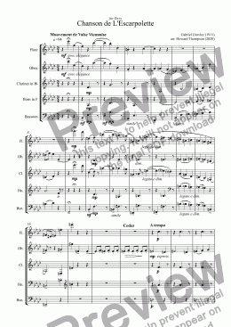 page one of Chanson de L'Escarpolette for Wind Quintet