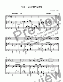 page one of Curtis, Ernesto - Non Ti Scordar Di Me for trumpet Bb & piano