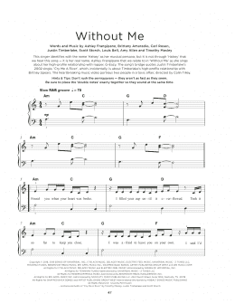 page one of Without Me (Really Easy Piano)