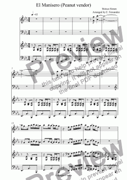 page one of Four Hands Piano Version The Peanut Vendor- El Manisero  Latin Style 