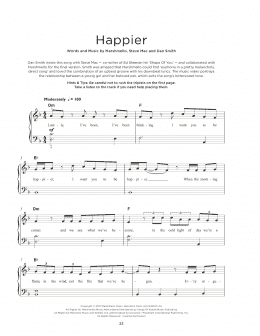 page one of Happier (Really Easy Piano)