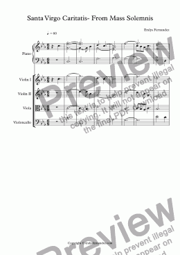 page one of Santa Virgo Caritatis- From Mass Solemnis  for Mixed Choir, Strings , Electric Bass and Piano