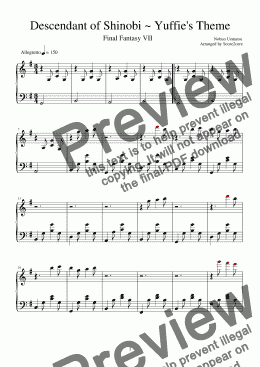 page one of Descendant of Shinobi ~ Yuffie's Theme (FFVII) - Nobuo Uematsu