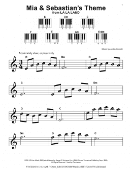 page one of Mia & Sebastian's Theme (from La La Land) (Super Easy Piano)