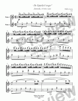 page one of De España Vengo for Two Flutes