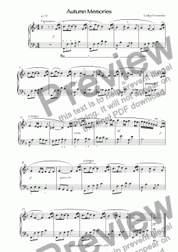 page one of Autumn memories for solo piano