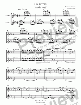 page one of "On The Road" Carretera for 2 flutes