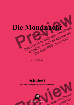 page one of Schubert-Die Mondnacht,in D flat Major