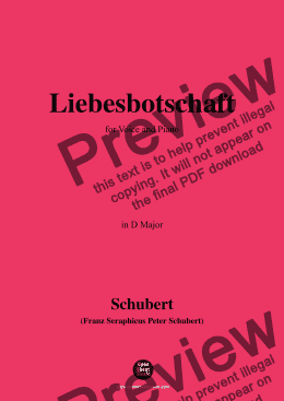 page one of Schubert-Liebesbotschaft,in D Major