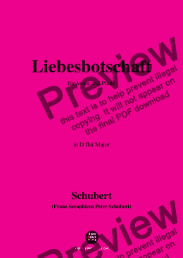 page one of Schubert-Liebesbotschaft,in D flat Major