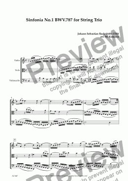 page one of Sinfonia No.1 BWV.787 for String Trio