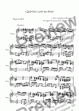 page one of Quirino con su tres piano- Piano Latin Style