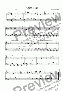 page one of Twilight Tango- Piano Solo