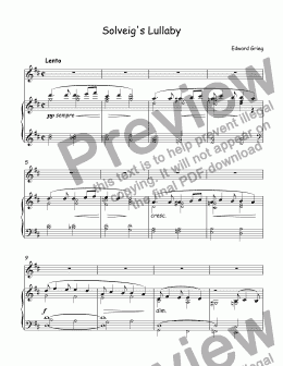 page one of Grieg, Edward - Solveig's Lullaby for trumpet С & piano